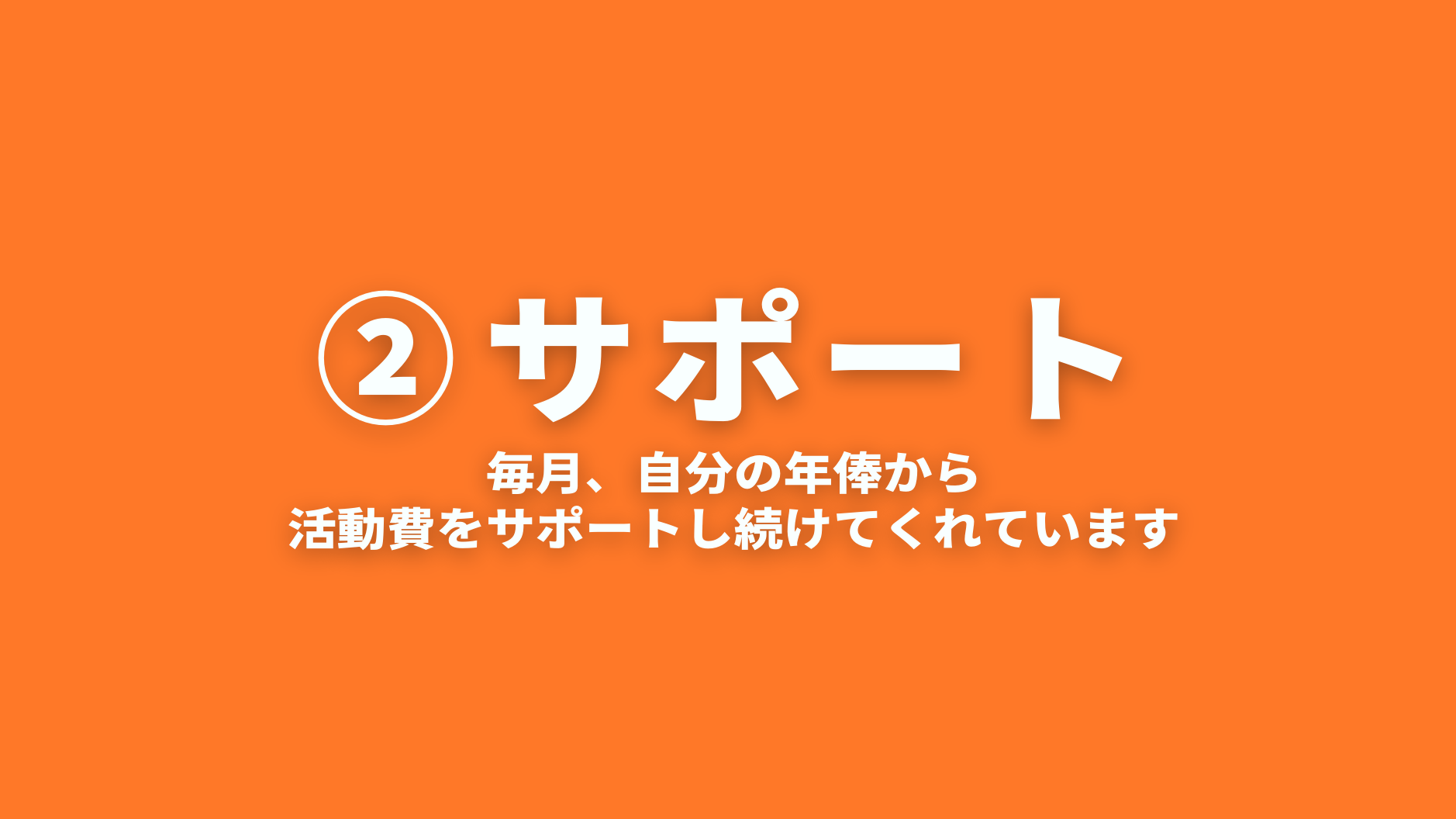 ②サポート
毎月、自分の年俸から
活動費をサポートし続けてくれています